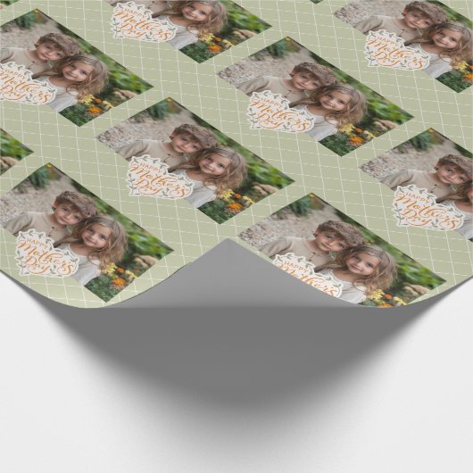 Happy Moederdag Typography Hartfoto Cadeaupapier (Hoek)