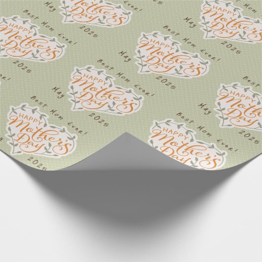 Happy Moederdag Typography Heart Cadeaupapier (Hoek)