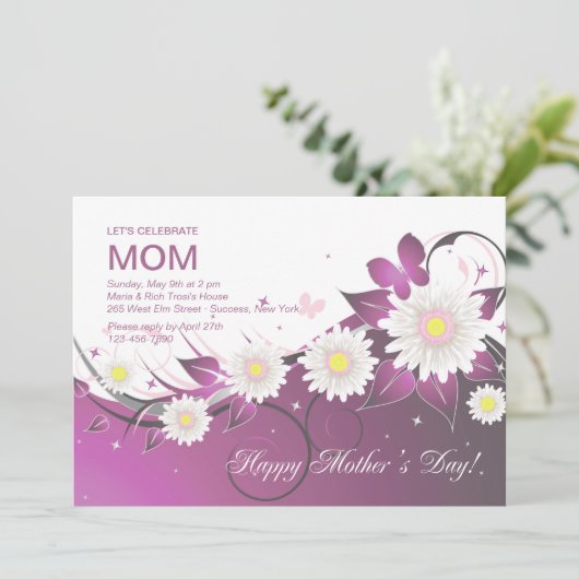 Happy Moederdag Uitnodiging (Staand voorkant)