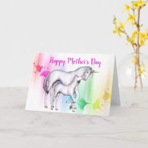 Happy Moederdag   Unicorn met haar Baby Kaart