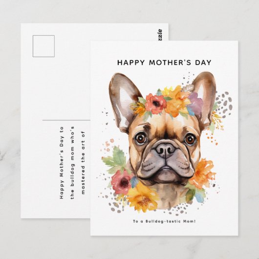 Happy Moederdag van de hond | Franse Bulldog Briefkaart (Voorkant / Achterkant)