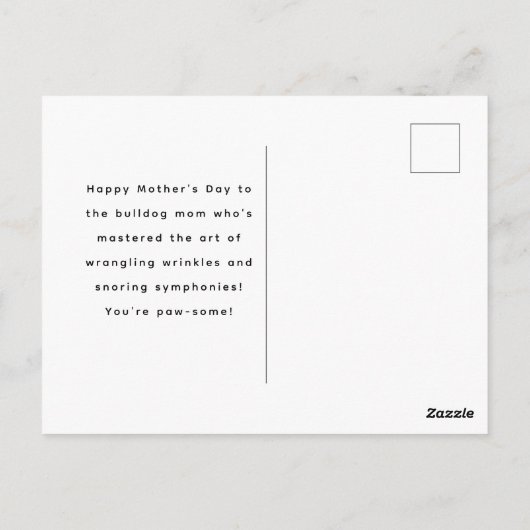 Happy Moederdag van de hond | Franse Bulldog Briefkaart (Achterkant)