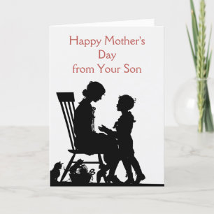 Happy Moederdag van de zoon,  Silhouette Feestdagen Kaart