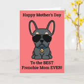Happy Moederdag van Dog Blue Tan Frenchie Kaart (Gele Bloem)