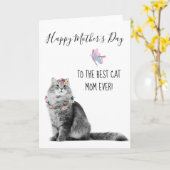 Happy Moederdag van kat beste kat mam Kaart (Gele Bloem)