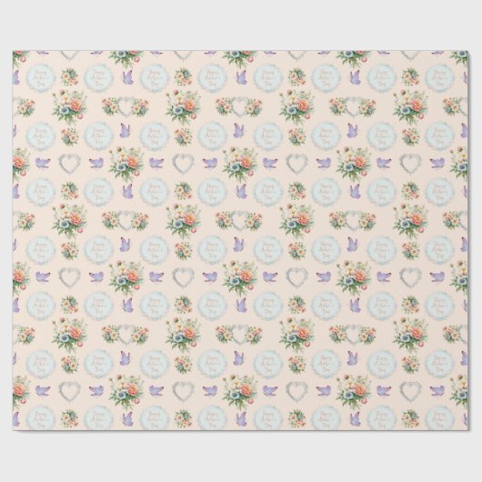 Happy Moederdag Vanille Cream Cadeaupapier (Vlak)