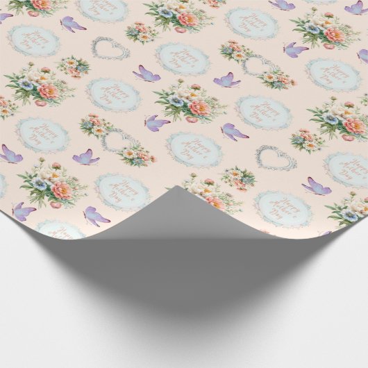 Happy Moederdag Vanille Cream Cadeaupapier (Hoek)