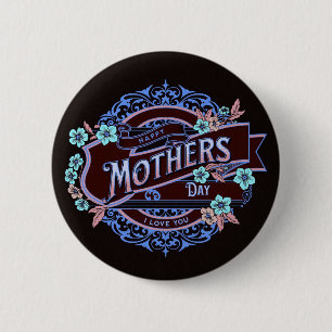Happy Moederdag Victoriaans Floral Flowers Ronde Button 5,7 Cm
