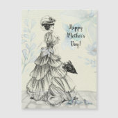 Happy Moederdag Victoriaans Woman Parasol Birds (Voorkant)