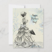 Happy Moederdag Victoriaans Woman Parasol Birds (Voorkant)