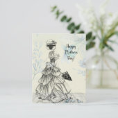 Happy Moederdag Victoriaans Woman Parasol Birds (Staand voorkant)