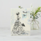 Happy Moederdag Victoriaans Woman Parasol Birds Bedankkaart (Staand voorkant)