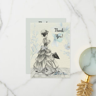 Happy Moederdag Victoriaans Woman Parasol Birds Bedankkaart