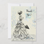 Happy Moederdag Victoriaans Woman Parasol Birds Bedankkaart (Voorkant)