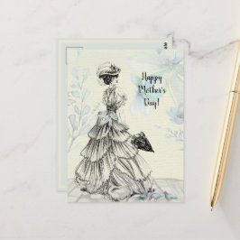 Happy Moederdag Victoriaans Woman Parasol Birds Briefkaart