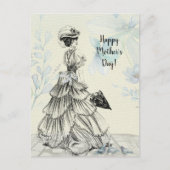 Happy Moederdag Victoriaans Woman Parasol Birds Briefkaart (Voorkant)