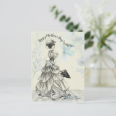 Happy Moederdag Victoriaans Woman Parasol Birds Briefkaart (Staand voorkant)