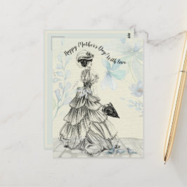 Happy Moederdag Victoriaans Woman Parasol Birds Briefkaart