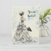 Happy Moederdag Victoriaans Woman Parasol Birds Kaart (Staand voorkant)