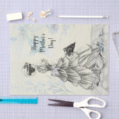 Happy Moederdag Victoriaans Woman Parasol Birds Tissuepapier (Craft)
