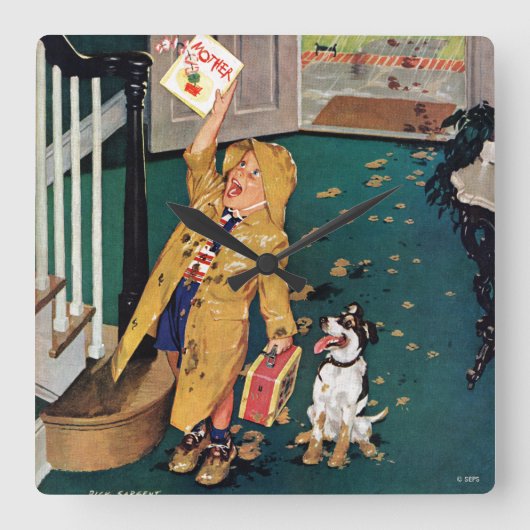 Happy Moederdag Vierkante Klok (Voorkant)