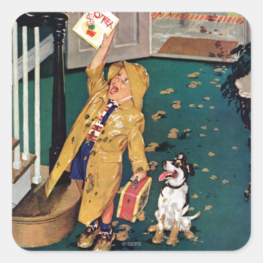 Happy Moederdag Vierkante Sticker (Voorkant)