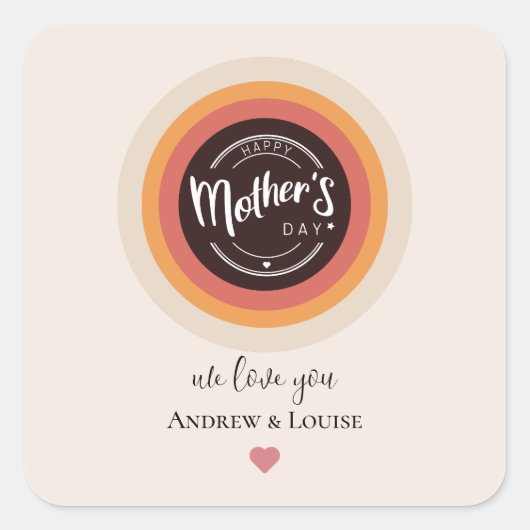 Happy moederdag vierkante sticker (Voorkant)