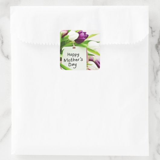 Happy Moederdag Vierkante Sticker (Tas)