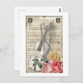  Happy Moederdag Violin Music met Rozen Briefkaart (Voorkant / Achterkant)
