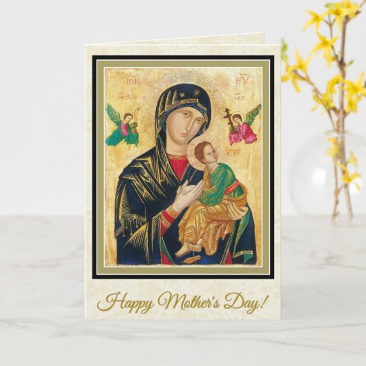 HAPPY MOEDERDAG VIRGIN MARY RELIGIOUS KAART (Gele Bloem)