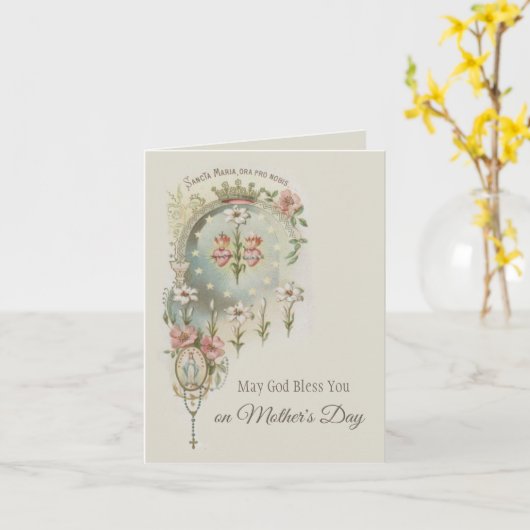 HAPPY MOEDERDAG VIRGIN MARY RELIGIOUS KAART (Gele Bloem)