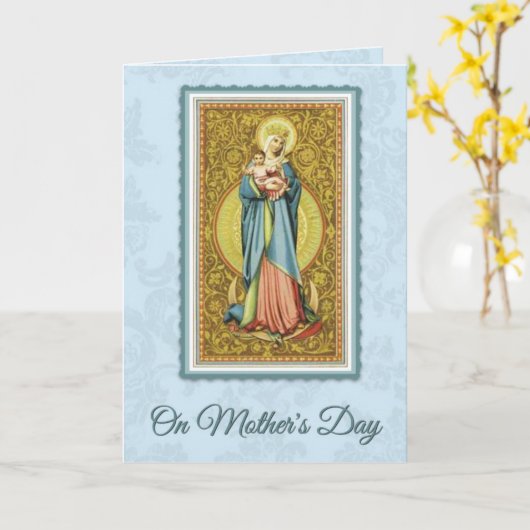 HAPPY MOEDERDAG VIRGIN MARY RELIGIOUS KAART (Gele Bloem)