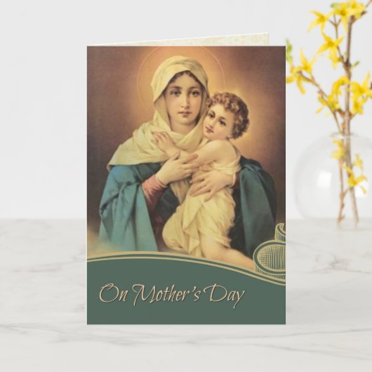 HAPPY MOEDERDAG VIRGIN MARY RELIGIOUS KAART (Gele Bloem)