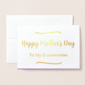 Happy Moederdag voor mijn grootmoeder Elegant Gold Folie Kaarten (Voorkant met envelop)