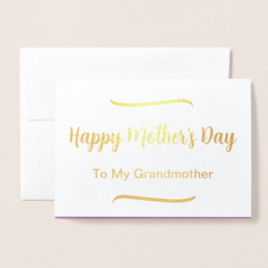 Happy Moederdag voor mijn grootmoeder Elegant Gold Folie Kaarten (Voorkant met envelop)