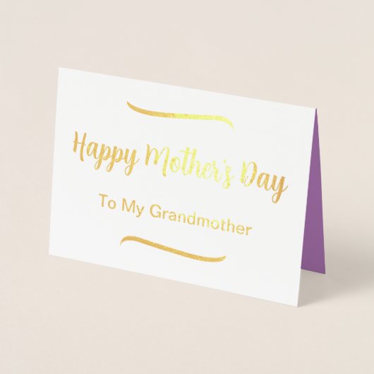 Happy Moederdag voor mijn grootmoeder Elegant Gold Folie Kaarten (Voorkant)