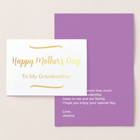 Happy Moederdag voor mijn grootmoeder Elegant Gold Folie Kaarten (Display)