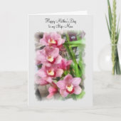 Happy Moederdag voor mijn Step Mother roze orchide Kaart (Voorkant)