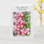 Happy Moederdag voor mijn Step Mother roze orchide Kaart (Gele Bloem)