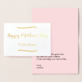 Happy Moederdag voor mijn zuster Elegant Gold Folie Kaarten (Display)