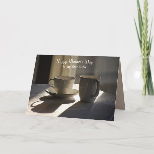 Happy Moederdag voor zuster Coffee Cups Kaart (Voorkant)
