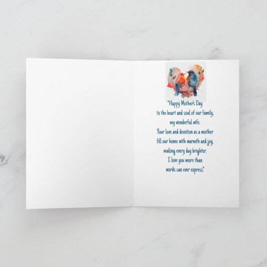 Happy Moederdag Vrouw Schattige Birds Kaart (Binnen)