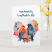 Happy Moederdag Vrouw Schattige Birds Kaart (Gele Bloem)