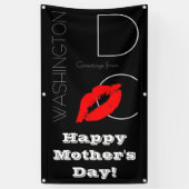 Happy Moederdag Washington DC Red Lipstick Kiss Spandoek (Verticaal)