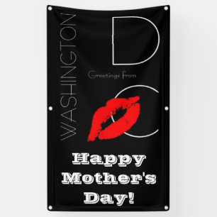 Happy Moederdag Washington DC Red Lipstick Kiss Spandoek