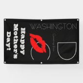 Happy Moederdag Washington DC Red Lipstick Kiss Spandoek (Horizontaal)