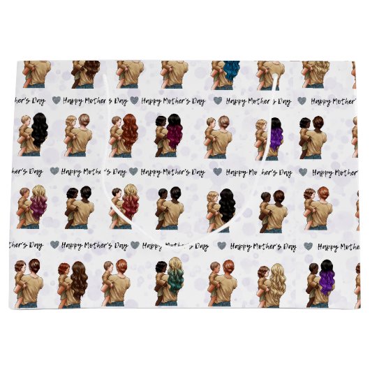 Happy Moederdag Waterverf afdrukken Grote Cadeaus Groot Cadeauzakje (Voorkant)