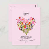 "Happy Moederdag"-Waterverf Bloedzool Briefkaart (Voorkant / Achterkant)