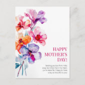 Happy Moederdag Waterverf Bloemen Roze Beste Mama Feestdagenkaart (Voorkant)