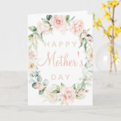 Happy Moederdag Waterverf Blush Pink Floral Kaart (Gele Bloem)